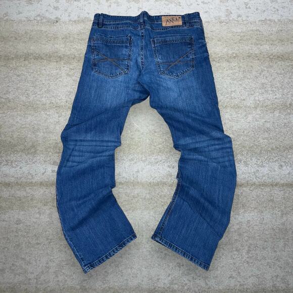 Vintage Skater Jeans Axel Dark Wash Relaxed Fit Denim Embroidered Rap Art Y2K - Picture 1 of 5